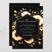 Einzigartige Boho Gold und Black Wedding Save The Date (Vorne/Hinten)