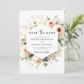 Einzigartige Boho Peach Wedding Save The Date (Stehend Vorderseite)