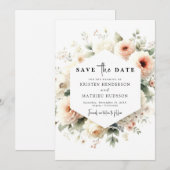 Einzigartige Boho Peach Wedding Save The Date (Vorne/Hinten)