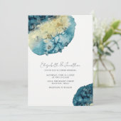 Einzigartige Boho Watercolor Navy Blue Simple Wedd Einladung (Stehend Vorderseite)