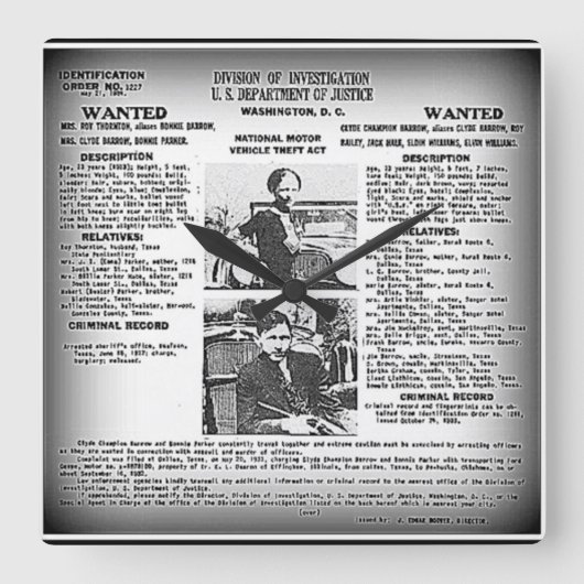 Einzigartige Bonnie- u. Clyde/wall Uhr (Vorderseite)