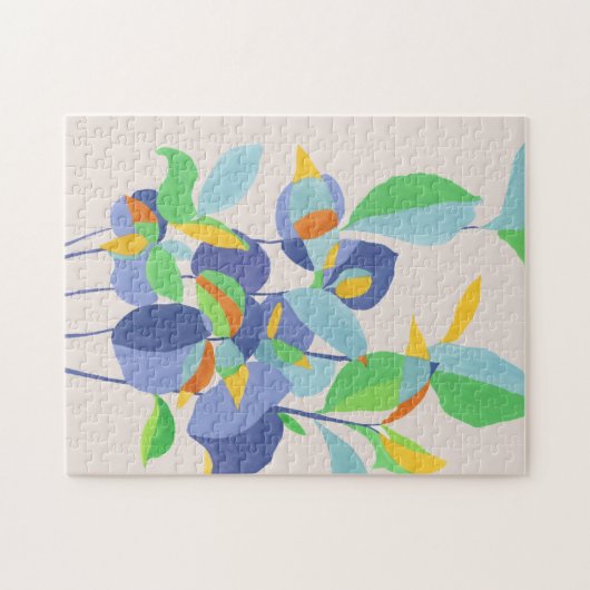 Einzigartige botanische Abstrakte Wasserfarben Kun Puzzle (Horizontal)