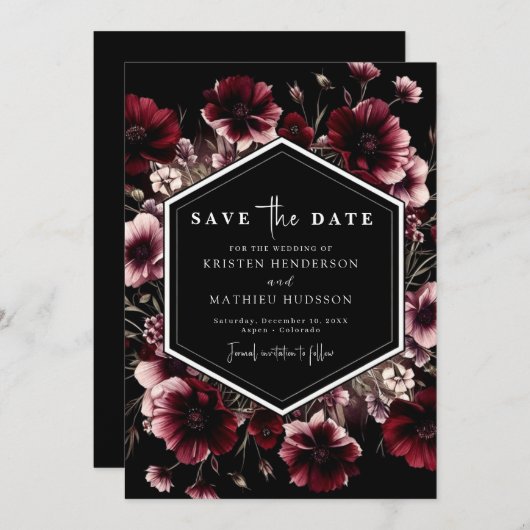 Einzigartige Botanische Hochzeit Save The Date (Vorne/Hinten)
