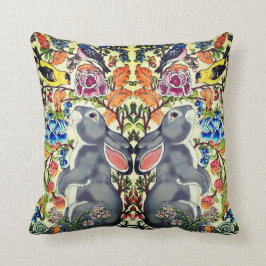 Einzigartige Bunny Rabbit Bird Floral Jacobohne Ex Kissen