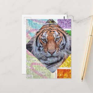 Einzigartige bunte Tiger-Collage-Postkarte Postkarte