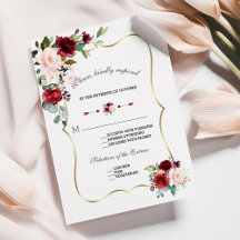 Einzigartige Burgund Blush Blume Gold Wedding