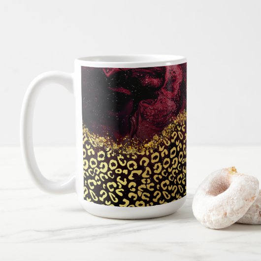Einzigartige Burgundy Leopard Spots Kaffeetasse (Mit Donut)