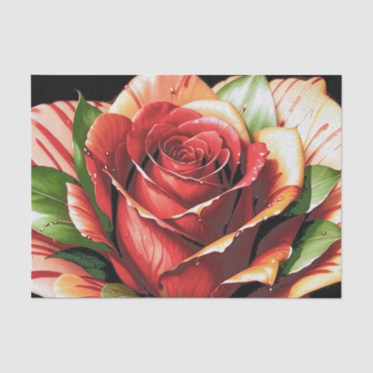 Einzigartige Candy Cane Rose Design Blume Seidenpapier (Vorderseite)