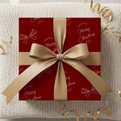 Einzigartige Chic Bows Familienname Frohe Weihnach Geschenkpapier