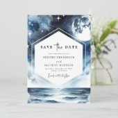 Einzigartige Chic Moonlit Hochzeit Save The Date (Stehend Vorderseite)