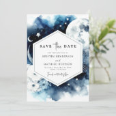 Einzigartige Chic Moonlit Hochzeit Save The Date (Stehend Vorderseite)