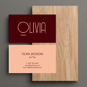 Einzigartige Chic Red & Blush Pink Script Visitenk