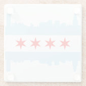 Einzigartige Chicago-Skyline-Flagge Glasuntersetzer (Rückseite)