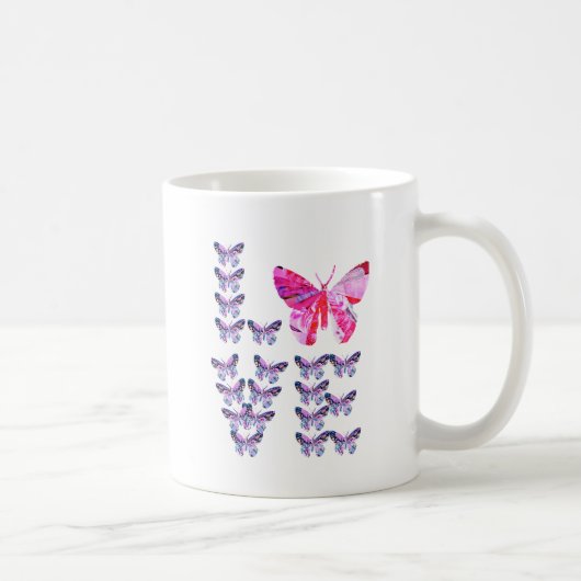 einzigartige Collage Art BUTTERFLIES Schreibweise Kaffeetasse (Rechts)