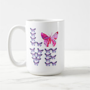 einzigartige Collage Kunst SCHMETTERLINGE buchstab Kaffeetasse