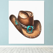Einzigartige Cowboy-Hat-Leinwand Art für Western-D Leinwanddruck (Insitu (Holzboden))