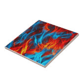 einzigartige cyan-blaue Flammenwellen Muster Kunst Fliese (Seite)