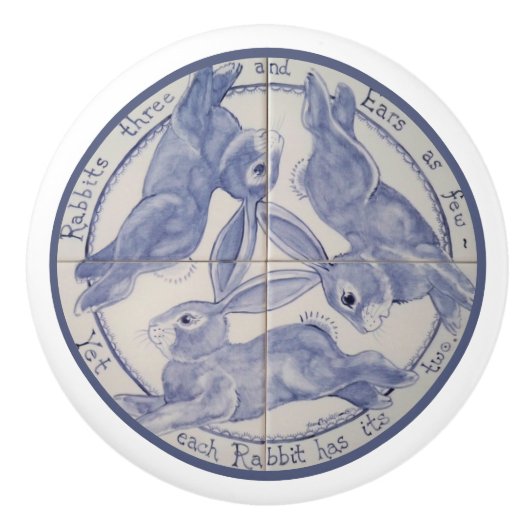 Einzigartige Drei Hasen Kaninchen teilen Ohren Mit Keramikknauf (Vorderseite)