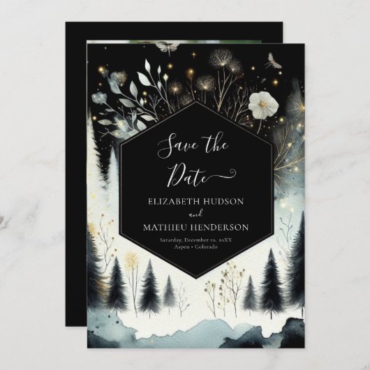 Einzigartige, druckbare Waldhochzeit Save The Date (Vorne/Hinten)