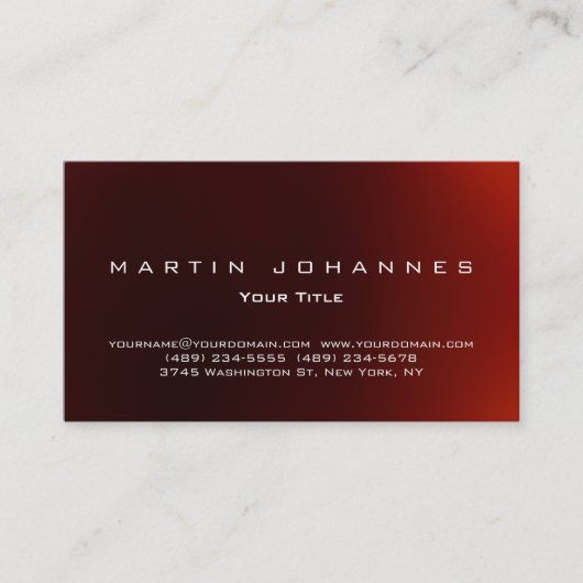 Einzigartige, dunkelrote schlichte berufliche Visi Visitenkarte (Vorderseite)