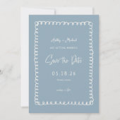Einzigartige Dusty Blue French Fusion Save The Date (Vorderseite)