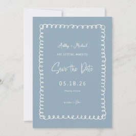Einzigartige Dusty Blue French Fusion Save The Date