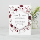 Einzigartige Earthy Burgundy Wedding Save The Date (Stehend Vorderseite)