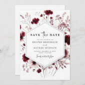 Einzigartige Earthy Burgundy Wedding Save The Date (Vorne/Hinten)