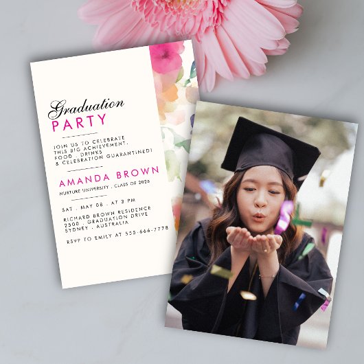 Einzigartige einfache Blumenstudium-Party 2025 Einladung