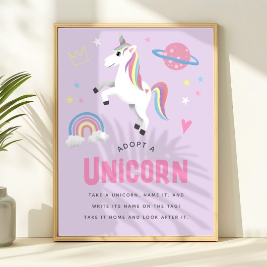 Einzigartige Einhorn-Geburtstags-Adoptionsstation  Poster