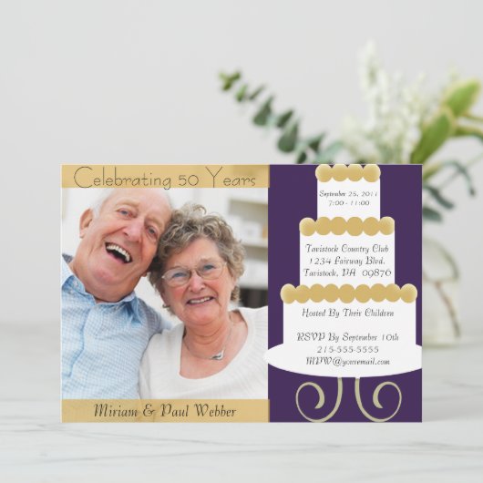 Einzigartige Einladung zum 50-jährigen Jubiläum mi (Stehend Vorderseite)