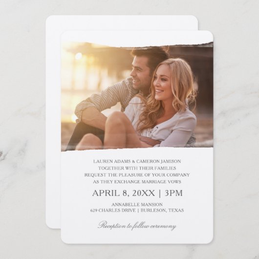 Einzigartige Einladung zum Hochzeitsfeiern im Foto (Vorne/Hinten)