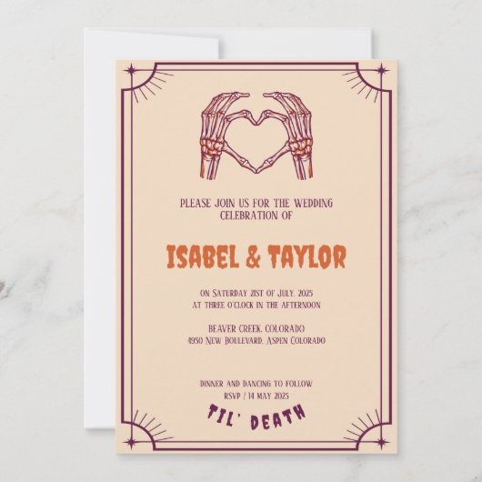 Einzigartige Einladung zur Hochzeitsfeier mit Funk (Rückseite)