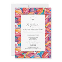 Einzigartige Einladung zur Taufe Colorful Poinsett