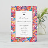 Einzigartige Einladung zur Taufe Colorful Poinsett (Stehend Vorderseite)