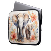 Einzigartige Elefantenmutter und kinderflorale Was Laptopschutzhülle (Vorderseite Links)
