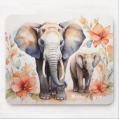 Einzigartige Elefantenmutter und kinderflorale Was Mousepad (Vorne)