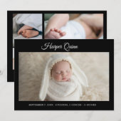 Einzigartige elegante Fotocollage zur Geburt eines Ankündigung (Vorne/Hinten)