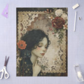 Einzigartige Elegante Girl & Black Cat Garden Blum Seidenpapier (Basteln)