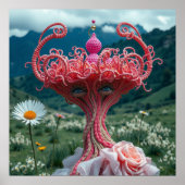 Einzigartige elegante, knisternde Frau in rosa Kle Poster (Vorne)