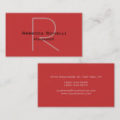 Einzigartige elegante Red Monogram Manager Busines Visitenkarte (Vorne/Hinten)