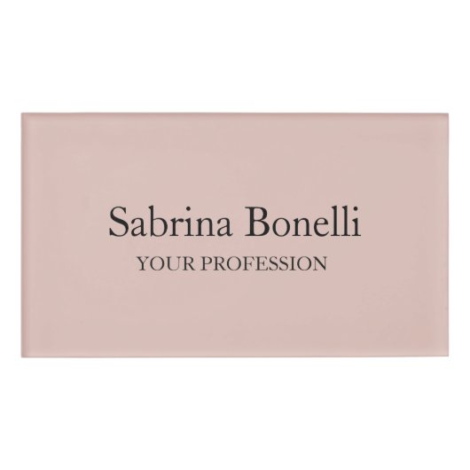 Einzigartige Elegante Schlichte, einfache Rose Gol Namenschild (Vorderseite)