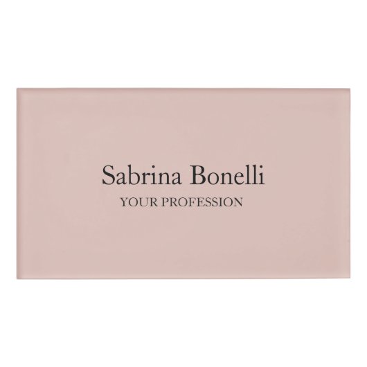 Einzigartige Elegante Schlichte, einfache Rose Gol Namenschild (Vorderseite)