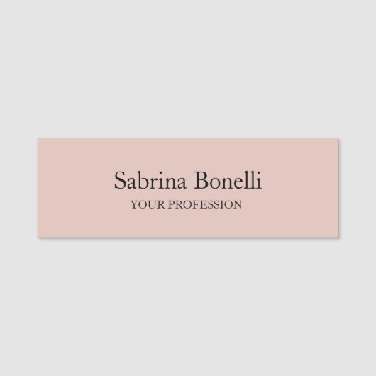 Einzigartige Elegante Schlichte, einfache Rose Gol Namensschild (Vorderseite)