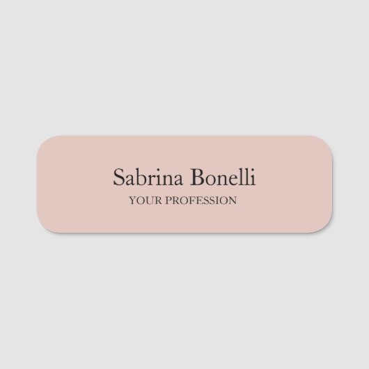 Einzigartige Elegante Schlichte, einfache Rose Gol Namensschild (Vorderseite)