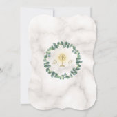 Einzigartige Eukalyptus Wreath Gold Cross Heilige  Einladung (Rückseite)