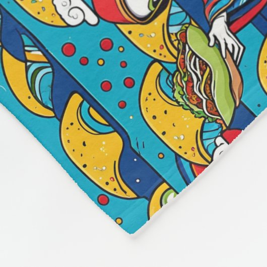 Einzigartige farbenfrohe Alien, die Tacos isst Fleecedecke (Ecke)