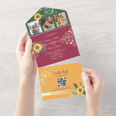 Einzigartige farbenfrohe blumenreiche Hochzeit All In One Einladung (Abreißen)