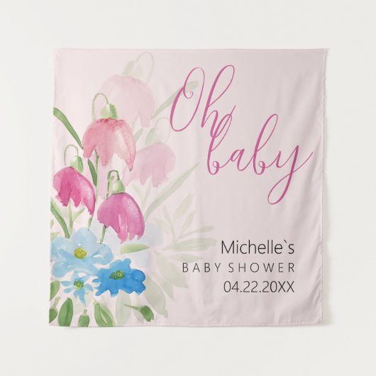 Einzigartige farbenfrohe Frühlingsblumen Wasserfar Wandteppich (Vorderseite)