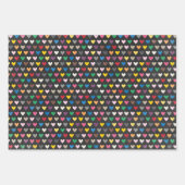 Einzigartige farbenfrohe Herzstreifen Polka Dots M Geschenkpapier Set (Vorderseite)